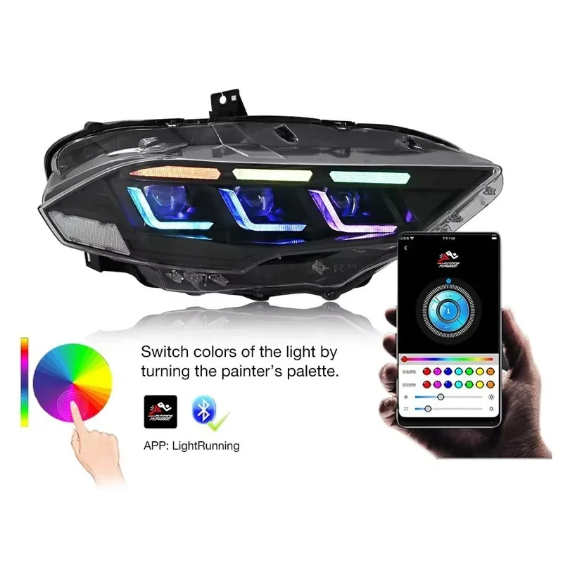 

Suitable forRGB LED Headlights 2018-2023 for S650 Mustang Full LED Front Lamp Sequential Turn Signal Assembly Upgrade New 12V 36