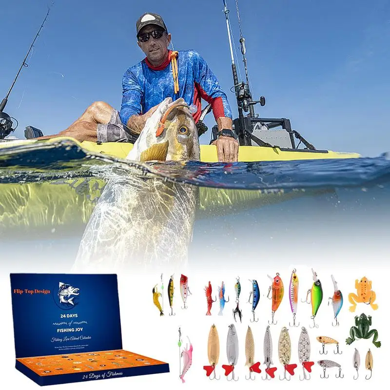 24 Days Christmas Countdown Fish Tackle Set Angling Christmas Countdown Calendar Christmas Gift Lure Set Countdown Blind Boxes