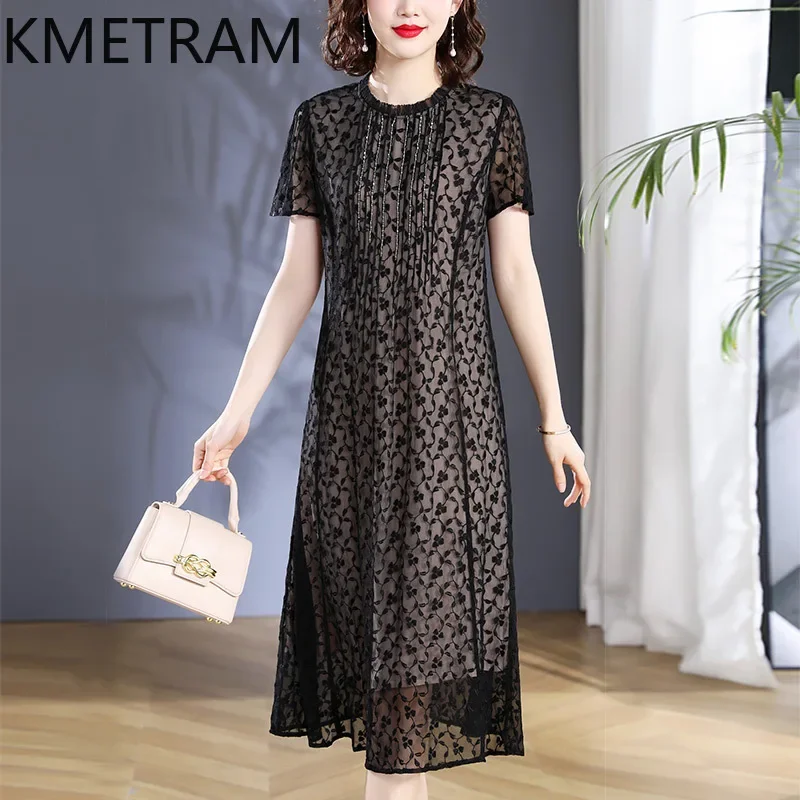 KMETRAM-Robes brodées Mulberry InjEmbroidery pour femmes, Robes longues de luxe, Vêtements éducatifs, Nouveau, Été, 100%, 2024