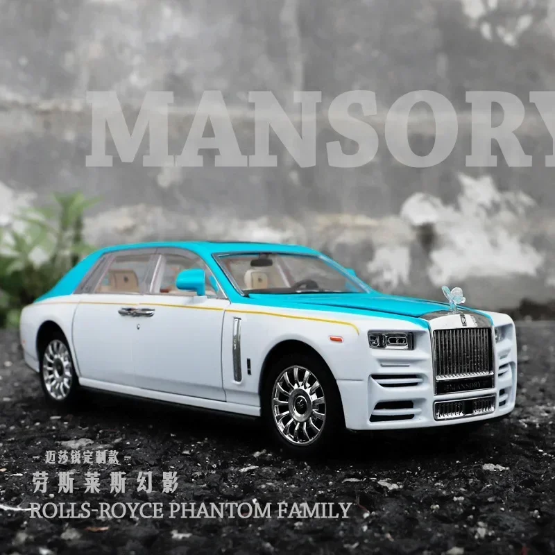 Rolls Royce Phantom High Simulation, modelo de aleación de Metal fundido a presión, coche con luz de sonido extraíble, colección de regalos para niños A428, 1:24