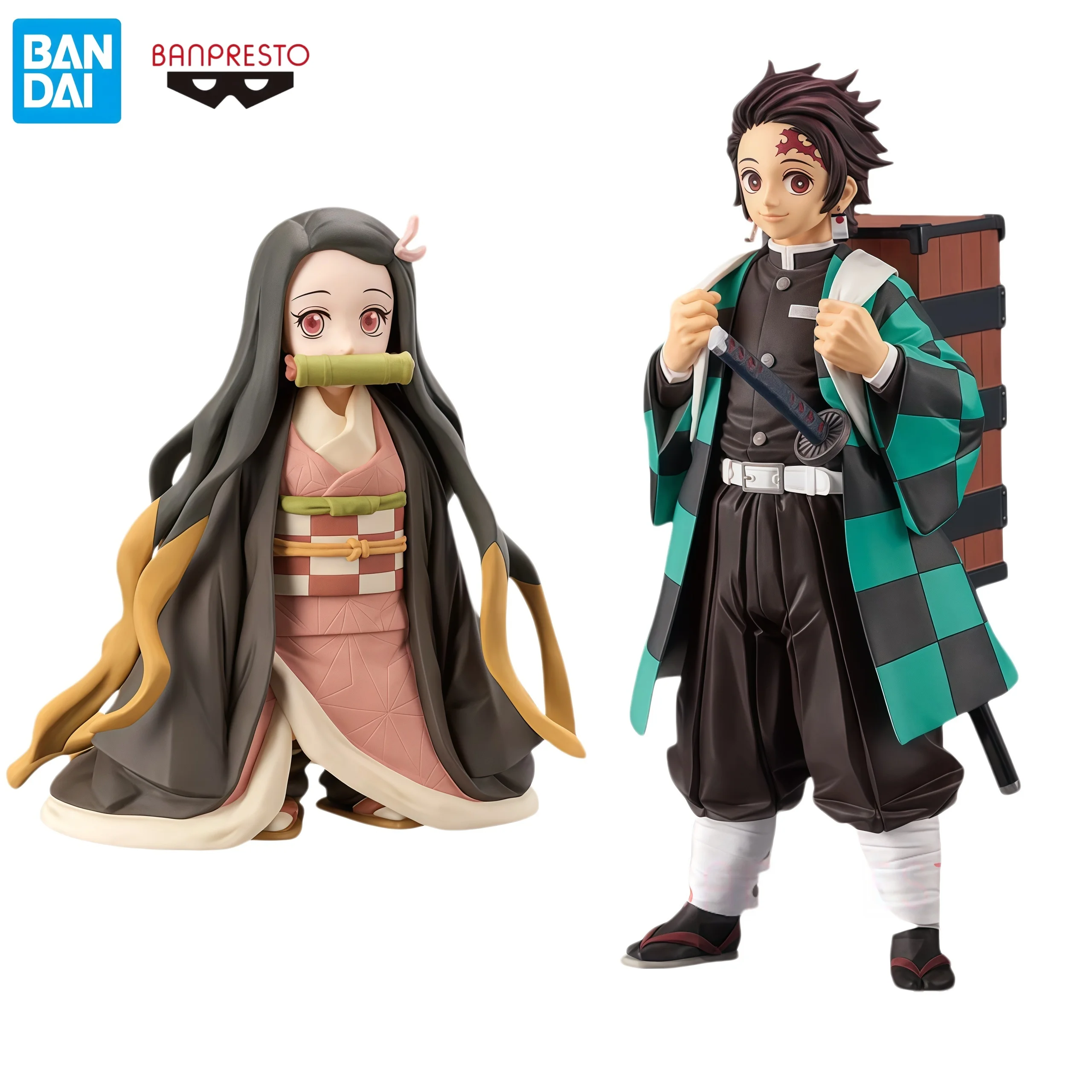 Figura de acción 100% original de Banpresto, Demon Slayer, Kamado Tanjiro, Nezuko, de PVC, estatua coleccionable de anime, modelo para regalo de fans.