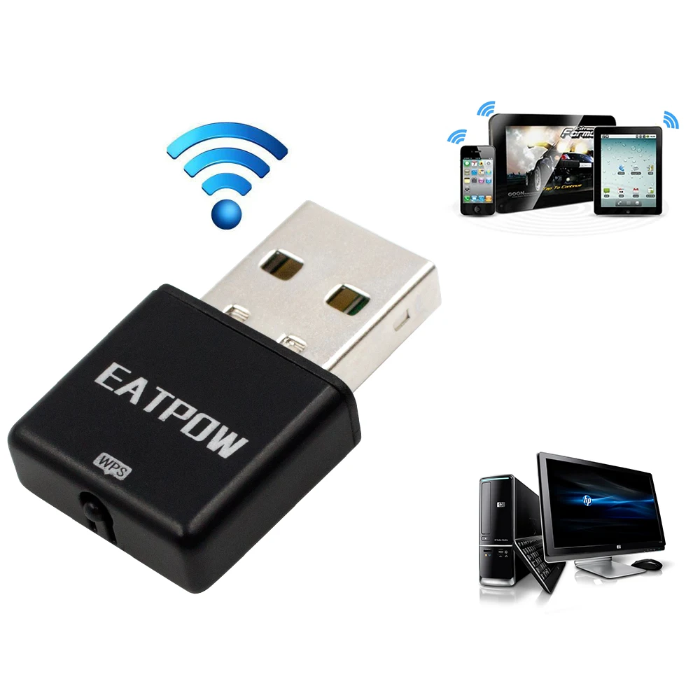 EATPOW-adaptador wifi para ordenador de 300mbps, para red usb, 802,11 tarjetas de red para exteriores con antena externa