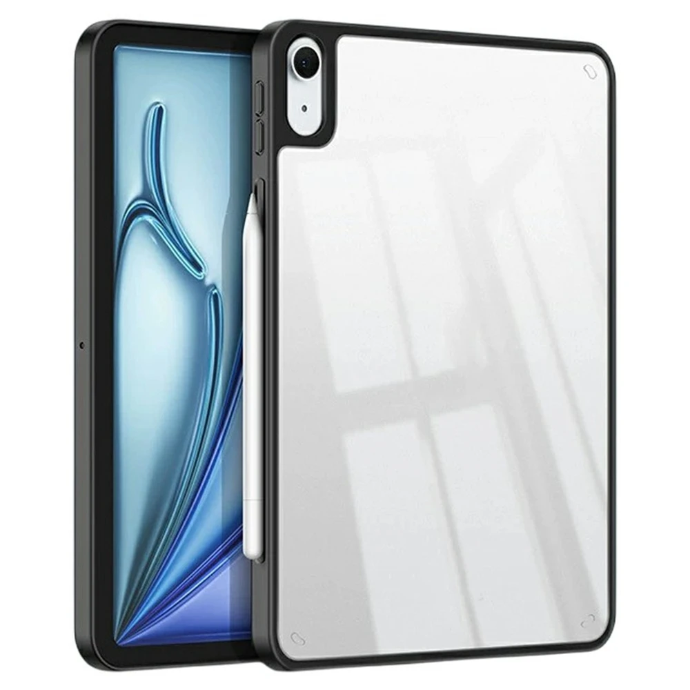 

For iPad Air 11 (2025) / (2024) / Air (2022) / (2020) Case TPU + Acrylic + PC Matte Shockproof Tablet Cover - Black