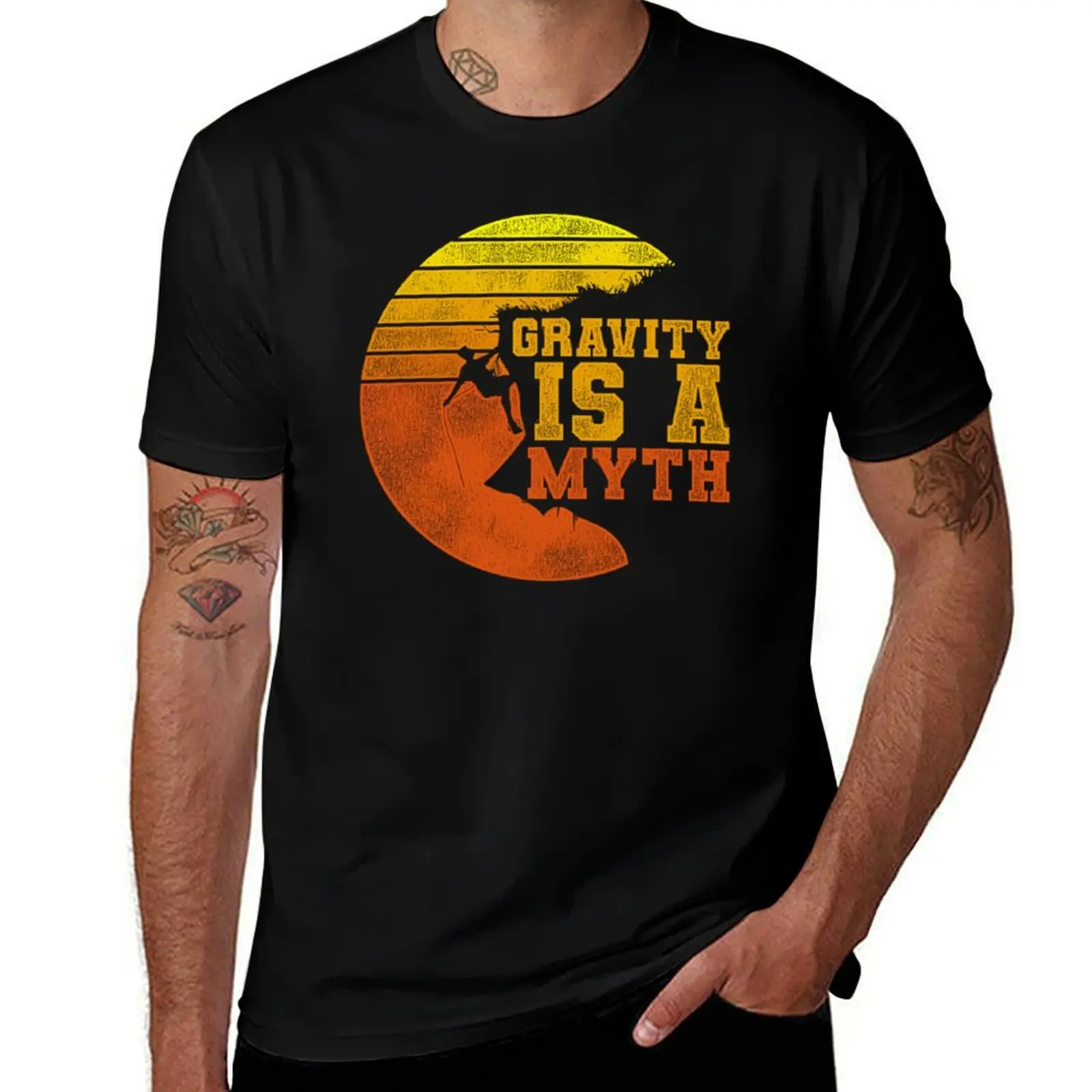

Climbing Gravity Is A Myth Retro Climb T-Shirt t shirts for man graphic tees T-Shirt