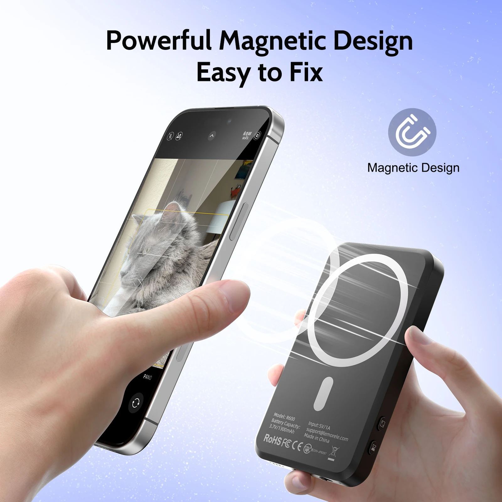 Lemorele extension de Transmission d'image sans fil Zoom photographie vue en temps réel récepteur Bluetooth 5.0 pour Camping voyage Vlog