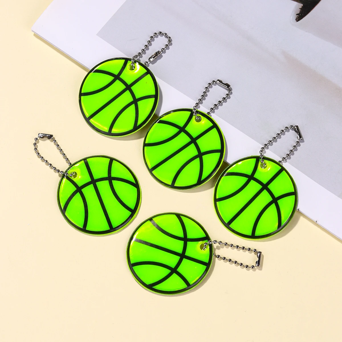 

10PCS Reflective Pendant Fluorescent Green Reflective Keychain for Bag High Visibility Night Walking Safety Gear Safety/Warning