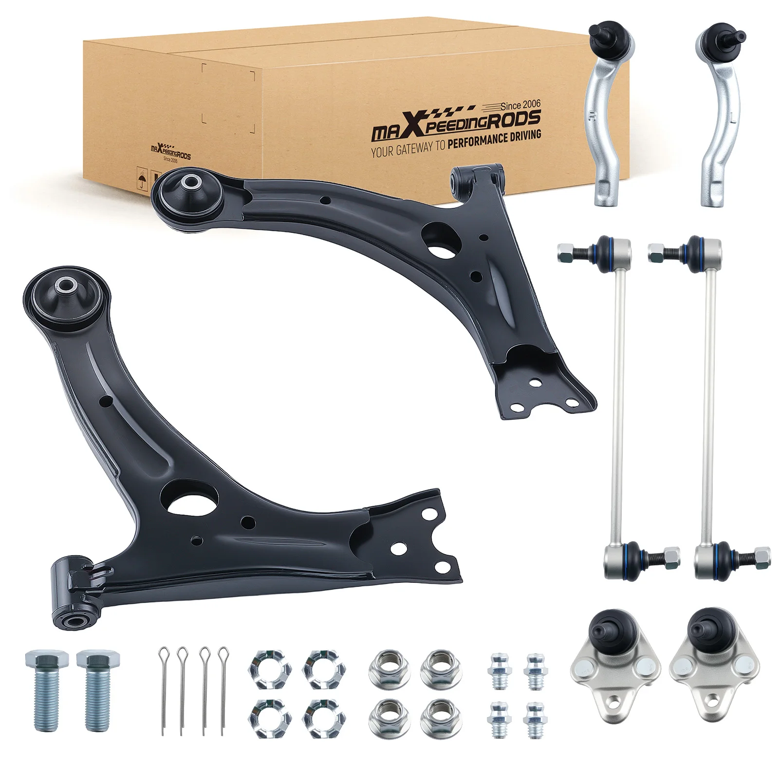 MaXpeedingrods Factory 8x Front Lower Control Arm +Ball Joint Sway Bar Tie Rod For TOYOTA COROLLA 2003 - 2008 K90309 K640360