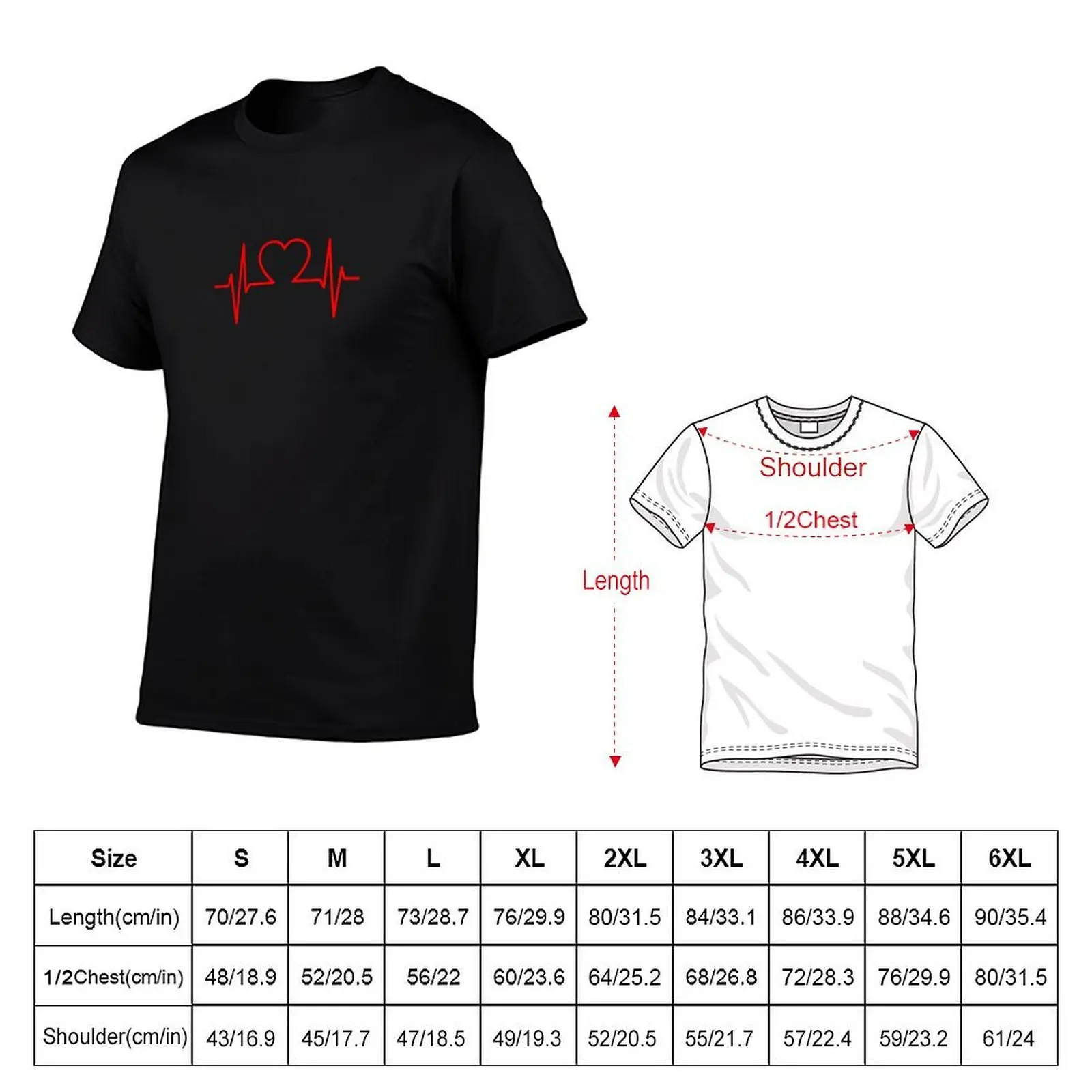 Heartbeat T-Shirt, Summer Casual Cotton Tee, Oversized Streetwear Tops, Vintage Graphic Print, Loose Fit Short Sleeve