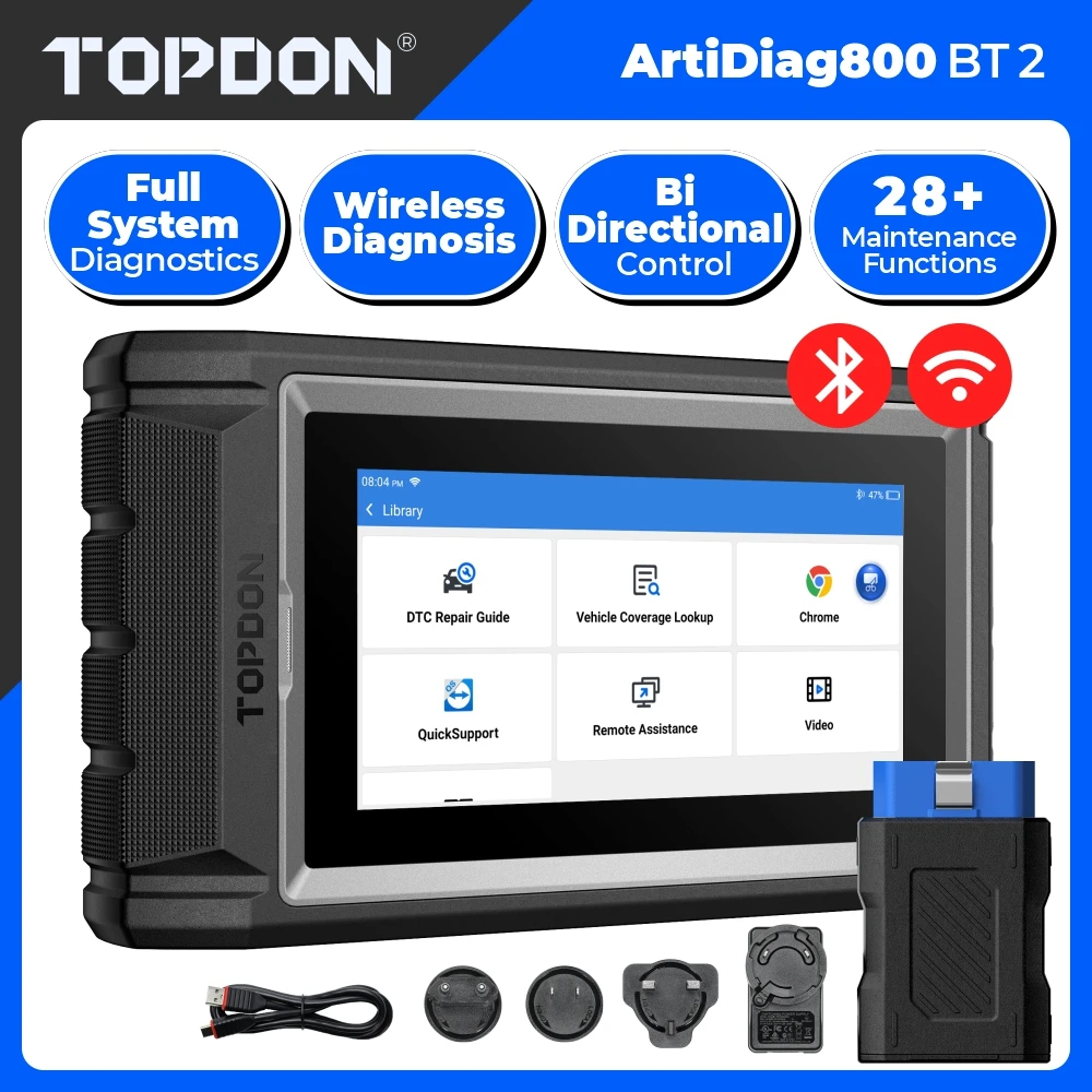 TOPDON AD800 BT 2 Automotive OBD2-Scanner Lebenslange Kostenlose Updates Bidirektionale Steuerung Alle Systeme Diagnose-Scan-Tool FCA SGW CAN FD