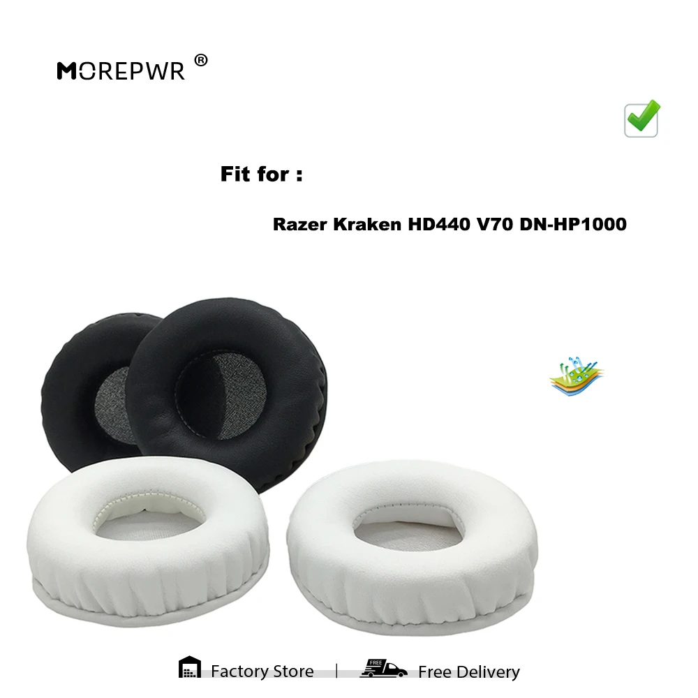 

Morepwr New Upgrade Replacement EarPads for Razer Kraken HD440 V70 DN-HP1000 Headset Parts Leather Cushion Velvet Earmuff Sleeve