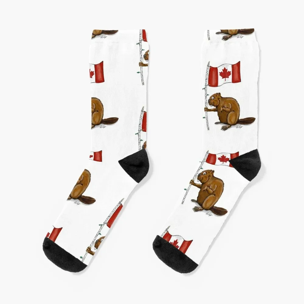 

Beaver with Canadian Flag Socks Stockings compression loose Boy Child Socks Women's