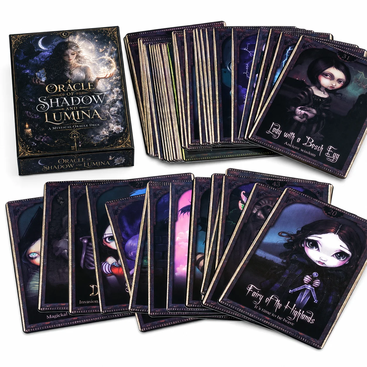 Oracle of Shadow and Lumina Mystical Oracle Deck 45 Cards Dark Fantasy Divination Cards for Shadow Work Intuition Spiritual Guid