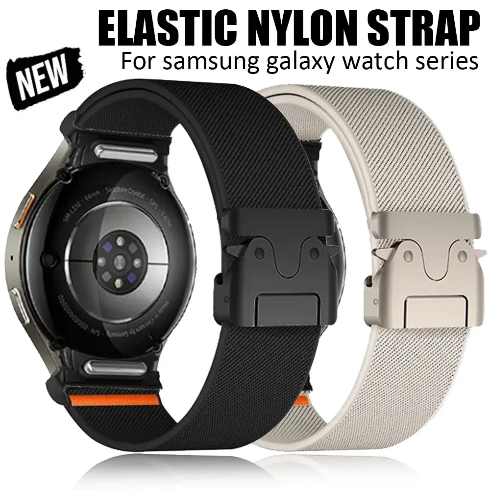 For Samsung Galaxy Watch 7 6 5 4 Strap Parachute Clasp Nylon Flex Strap for Samsung Watch 40mm 44mm for Samsung Watch 6 Classic