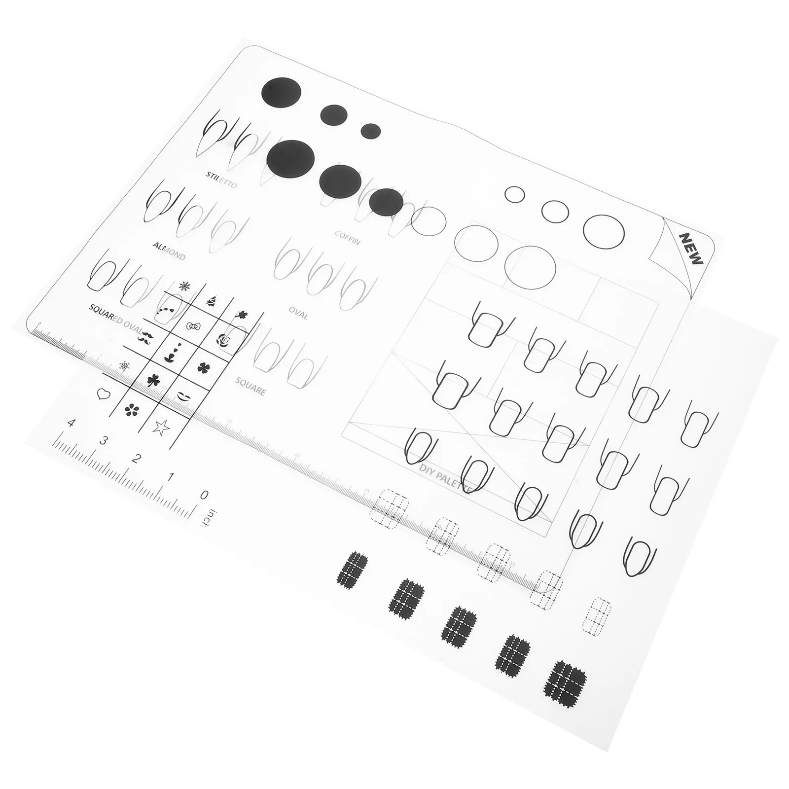 

2Pcs Nail Art Training Mat Silicone Practice Sheet Soft Flexible Reusable Manicure Drawing Board for Salon Home Professional