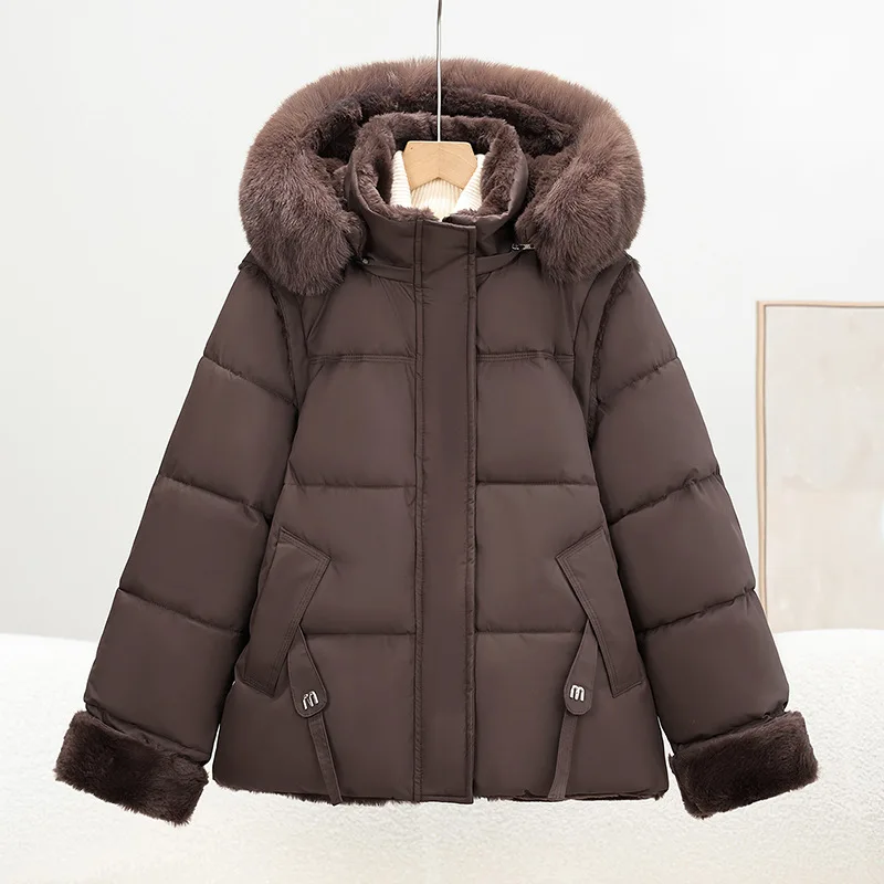 Parkas Women Winter Coat 2026 New Down Cotton Jacket Women Hooded Loose Casual Thicke Imitation Fur Cotton Coat Female Outerwear