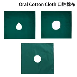 Dental Cavity Cotton Cloth Hole Towel Square Towel Oral Cavity Cloth Bag Hole Towel Disinfectable Dark Green