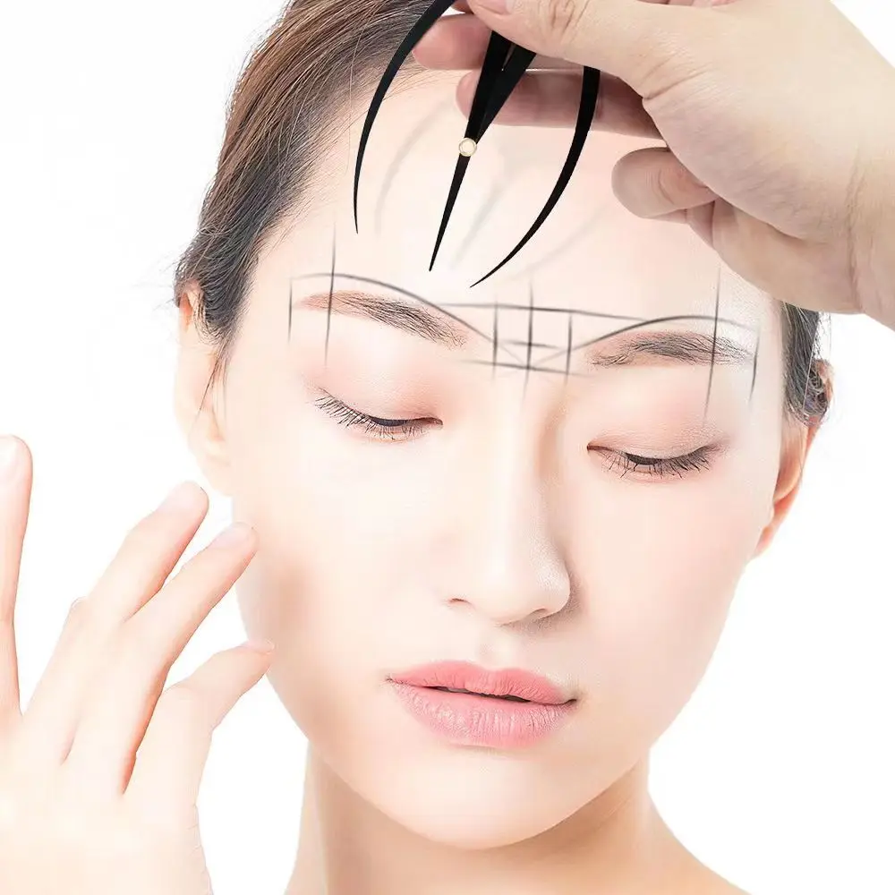 Regla de cejas de acero inoxidable, herramienta de medición de maquillaje permanente, calibrador de cejas, diseño de cejas, relación dorada, Microblading