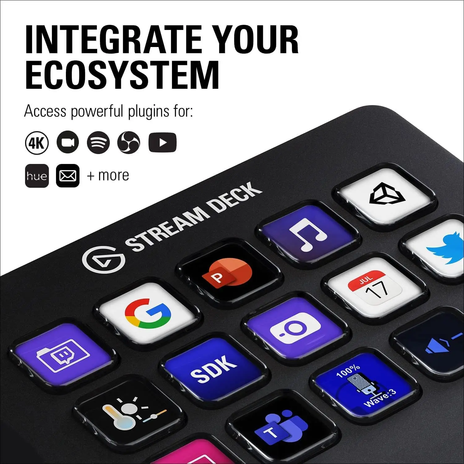 وحدة تحكم Elgato Stream Deck MK.2 Studio 15 مفتاحًا ماكروًا تعمل في التطبيقات والبرمجيات مثل OBS تعمل مع Mac والكمبيوتر الشخصي