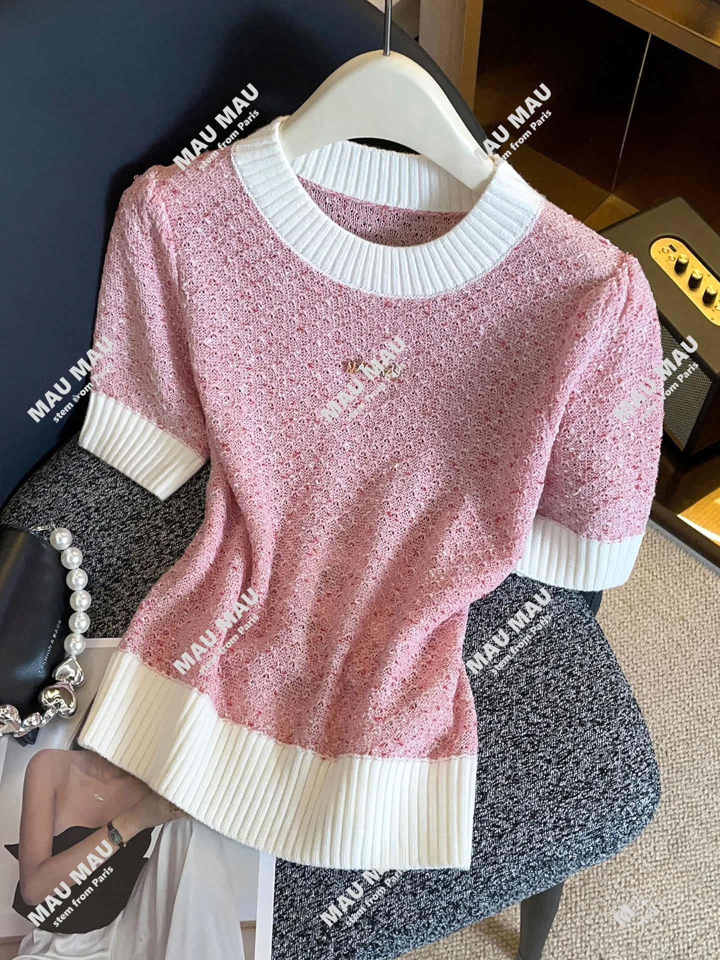 

Sweet Splice Knitted Sweater High End Women's Faion Fall New Arrival Commute Sle Regular Fit Moderate Softn ort Sve