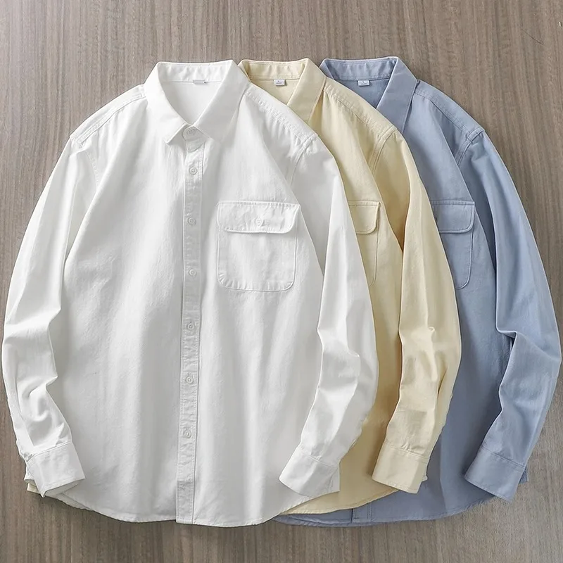 Chemise blanche à poches d'affaires pour hommes, chemise décontractée élégante, chemises boutonnées pour hommes, haut sans repassage