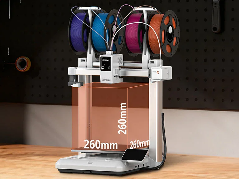 Anycubic Kobra X Automatic Flatbed 3D Printer High Speed FDM 260x260x260mm PLA Multi Material & Color Printing