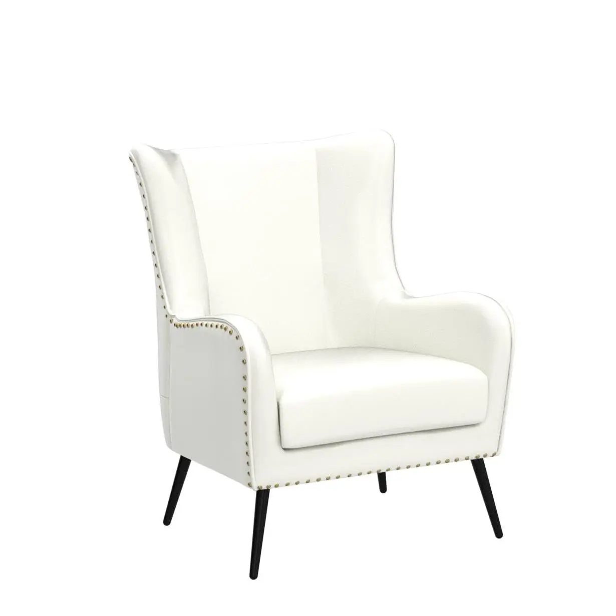 Faux Leather Accent Chair, Ivory, Customized