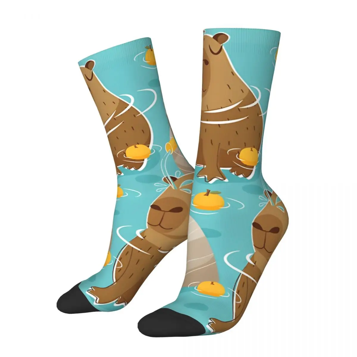 Chilling Capybara Men's Socks Vintage Harajuku Street Style Novelty Casual Crew Sock