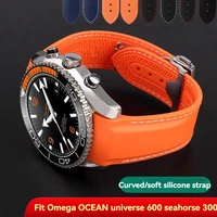 Correa de reloj de goma de silicona de 20mm, 21mm y 22mm para Omega SEAMASTER PLANET OCEAN, correa con hebilla plegable, accesorios para reloj de hombre