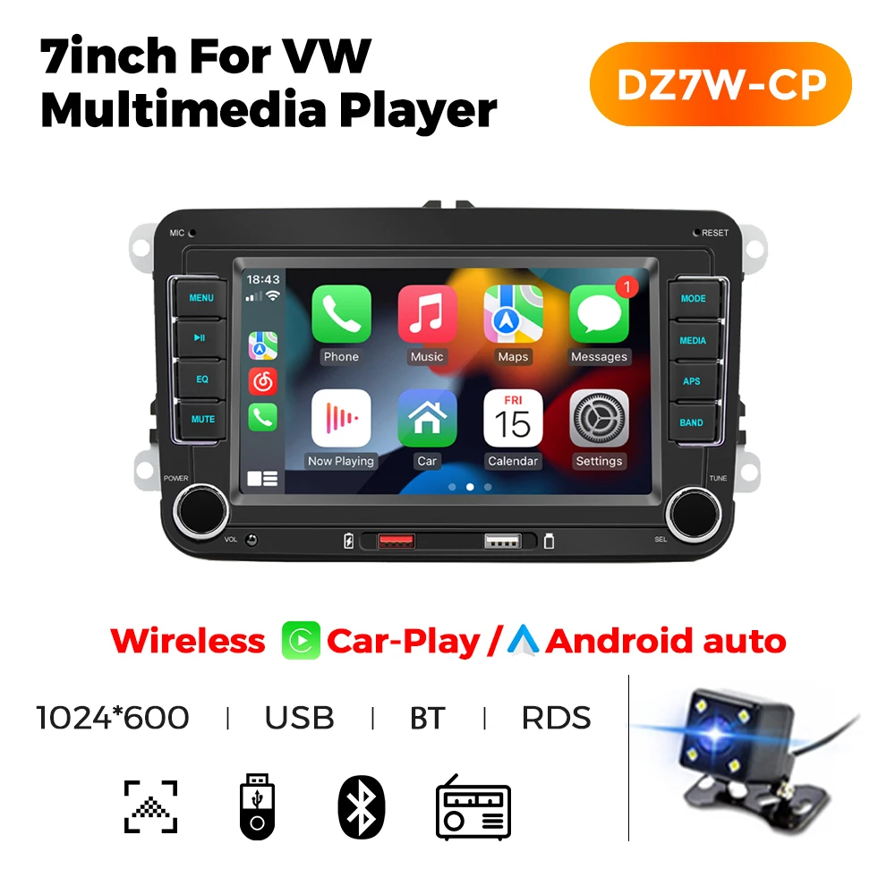 MEKEDE 7 "2 Din Autoradio CarPlay Android Auto Stereo Audio Voor Volkswagen/Seat/Skoda/Passat/Golf/Polo Auto Media Video BT RDS