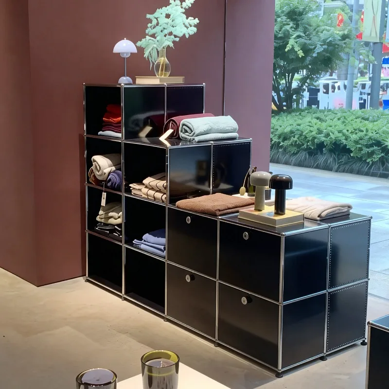 

Shoe cabinet module combination, antique design sense, floor storage, storage door cabinet