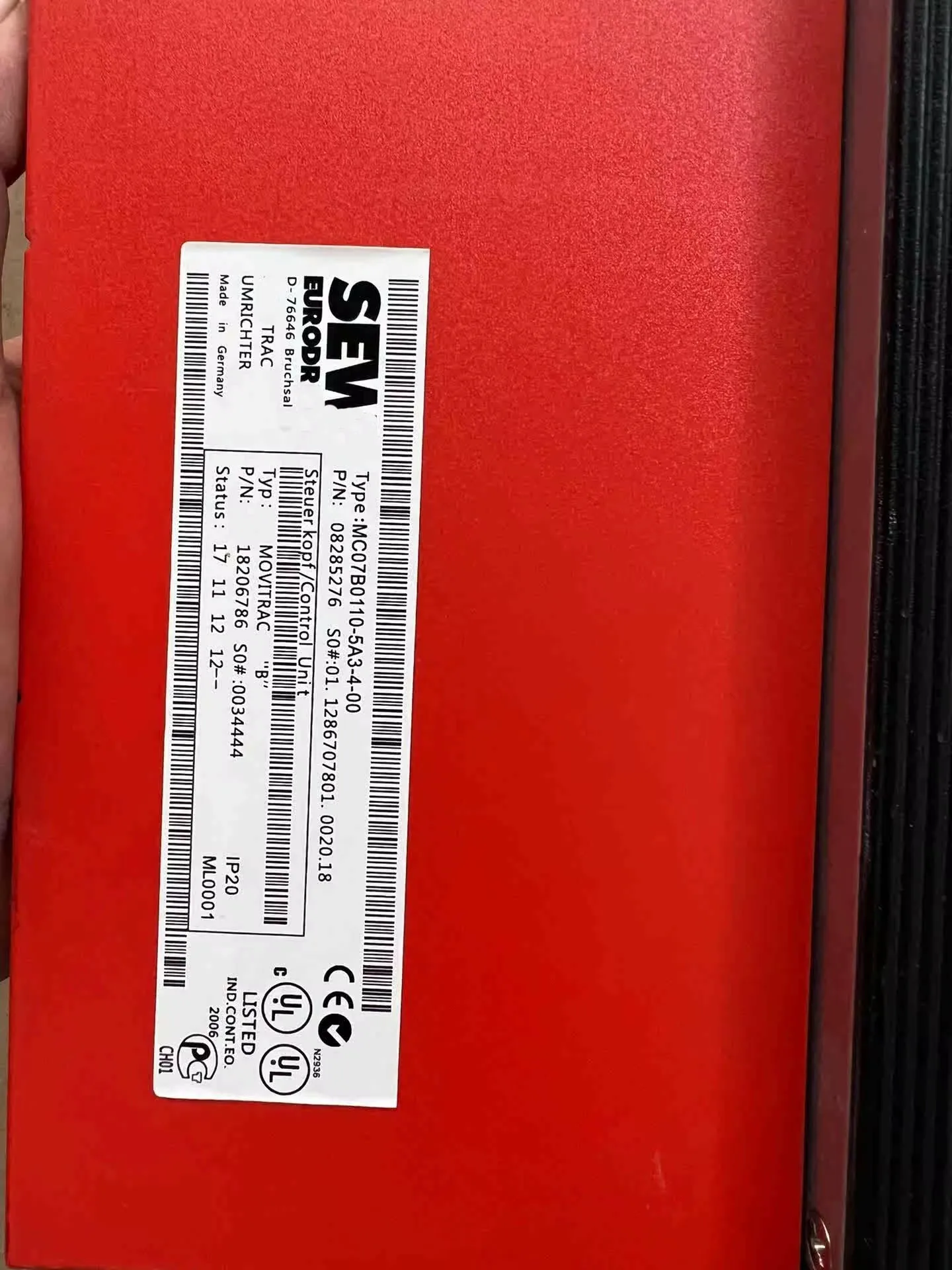 MC07B0110-5A3-4-00 Inversor para SEW MC07B0110-5A3-4-00