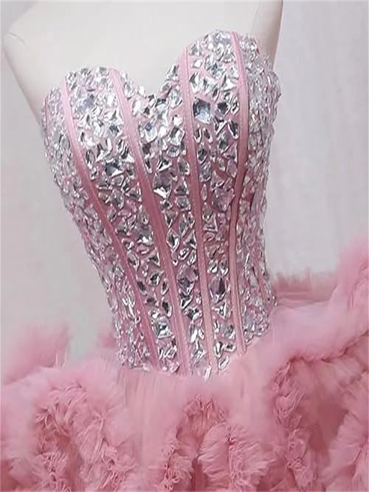 BM Short Ball Gown Homecoming Dresses 2025 Mini Crystals Sweetheart Lace-up Plus Size Prom Graduation Gowns HC04