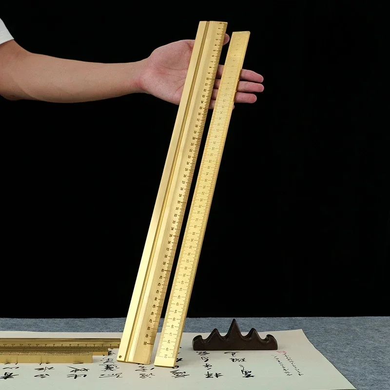 

Thickened copper ruler, brass calligraphy , paperweight household intelligent laser grid-free artifact 50cm