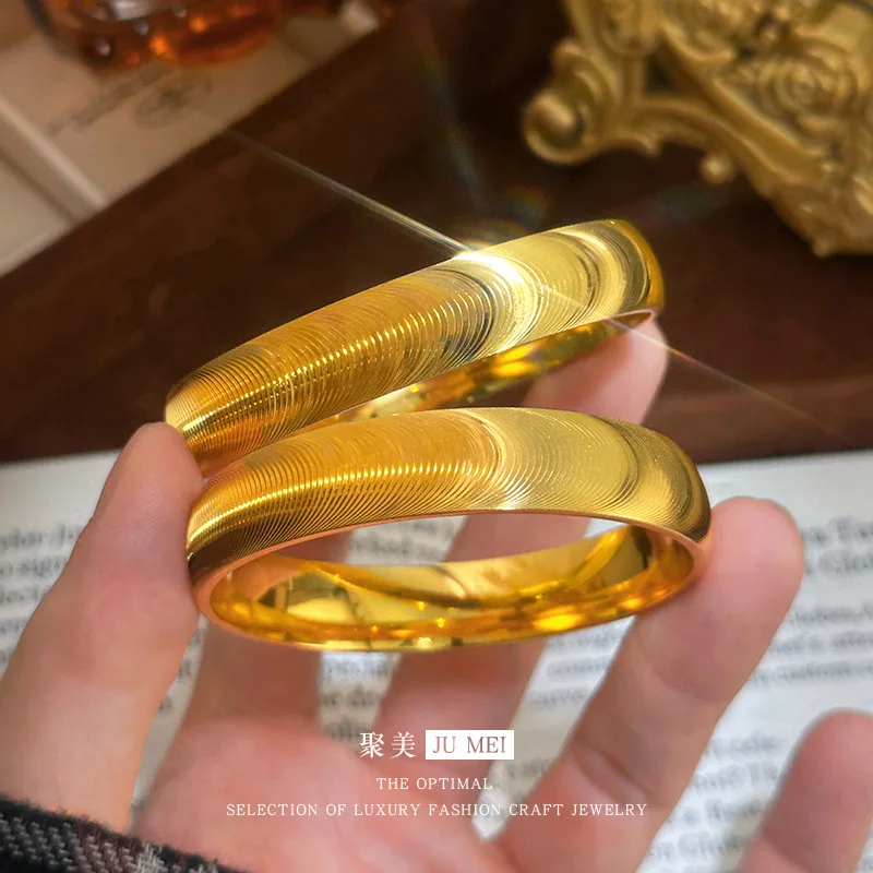 Bracelet pour femme en or véritable 24 carats 9999, or pur, luxe léger, œil de chat, large et large