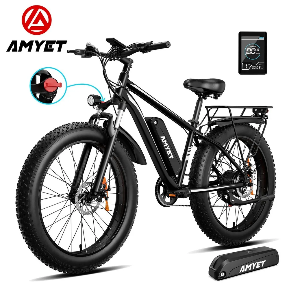 26" Fat Tire Electric Bike for Adult 1000W 48V 15AH Electric Mountain Bike image 3