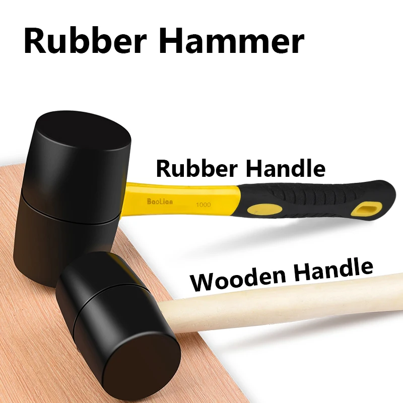 

Rubber Hammer Rubber/Wooden Handle,Non-Slip Handle,for Flooring Tent Stakes Woodworking Bike Repair Tools