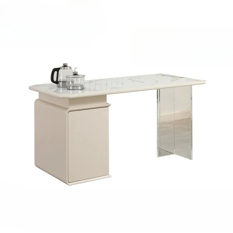 

Nordic modern simple rock slab tea table light luxury household tea table and chair integrated balcony tea table