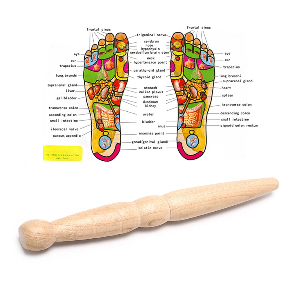 Palo de masaje de reflexología, terapia de madera de acupresión, herramienta de masaje de pies, Maderoterapia, desintoxicación corporal, liberación