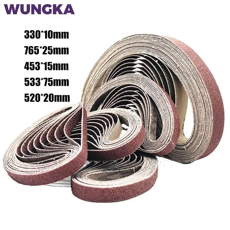 10 sztuk 330*10mm/453*15mm pasy szlifierskie P40 - P1000 taśma ścierna do drewna miękki metal szlifowanie polerowanie
