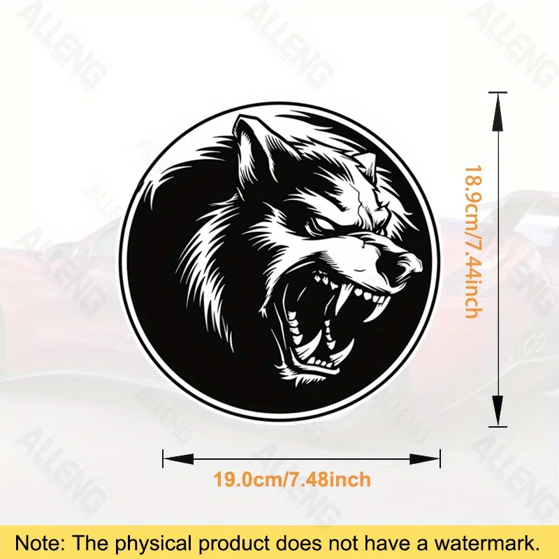 1Pc Black White Wolf Head Round Vinyl Decals Waterproof Fierce Animal Stickers Fit Car Motorcycle Laptop Decor