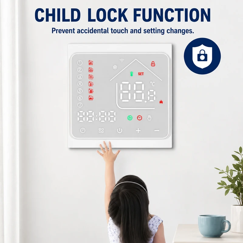16A WiFi Electric Floor Heating Thermostat Touch Panel Programmable Timer Child Lock Energy Saving Work With Tuya Smart Life
