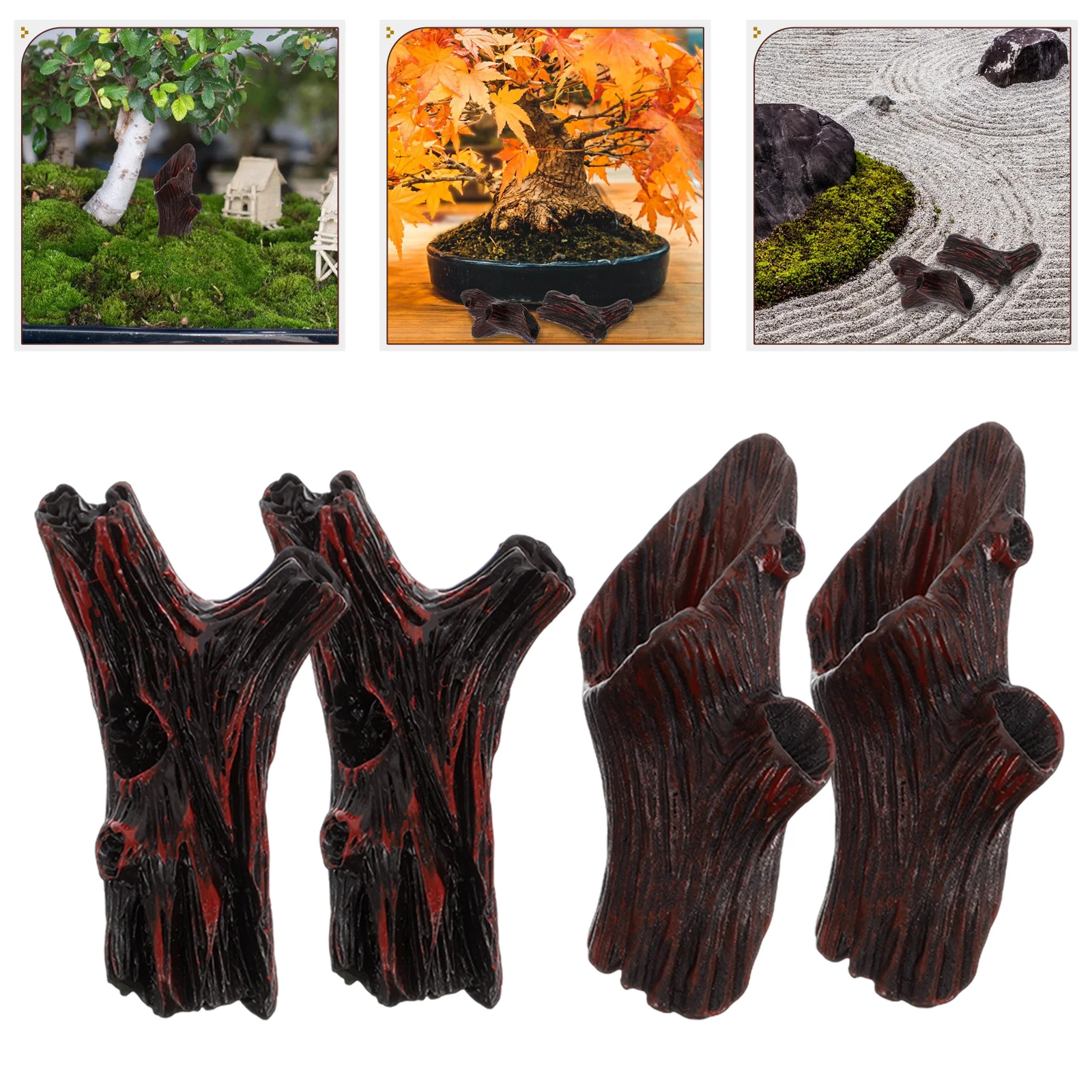 

4pcs Mini Tree Stump Ornaments Resin Stumps Moss Terrarium Diy Decor Artificial Stump s For Home Micro