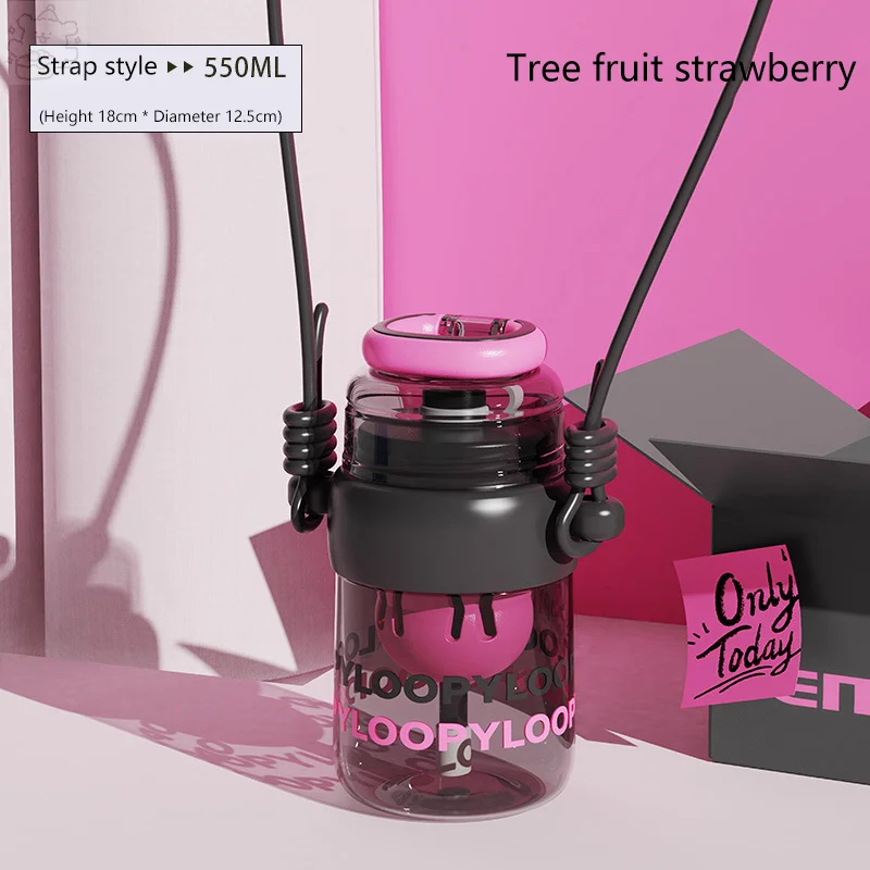 

550ml Anti-drop Fitness Plastic Cup For Girls Sports Straw Cup Portable Large Capacity With Strainer