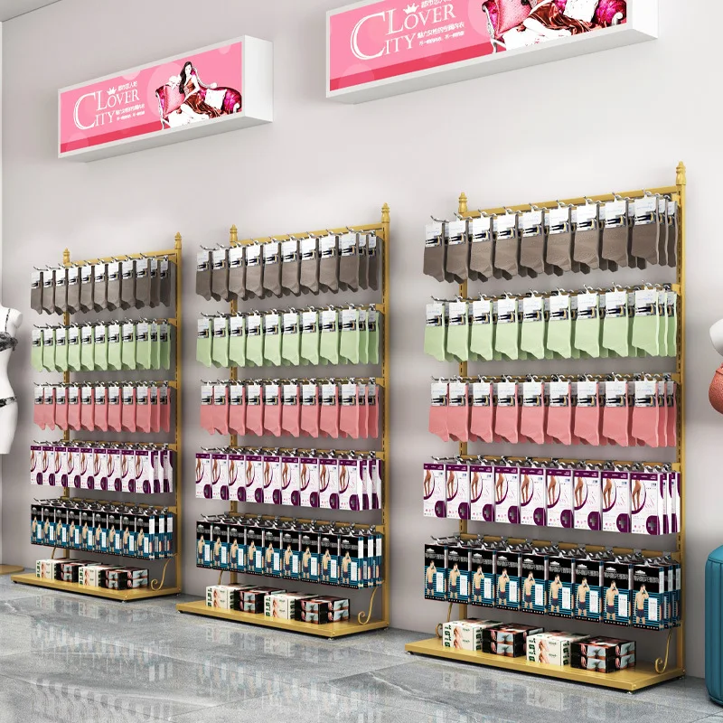 Socks and stockings display rack Floor-to-ceiling mobile phone case jewelry display rack Boxed underwear and shorts Double-sided