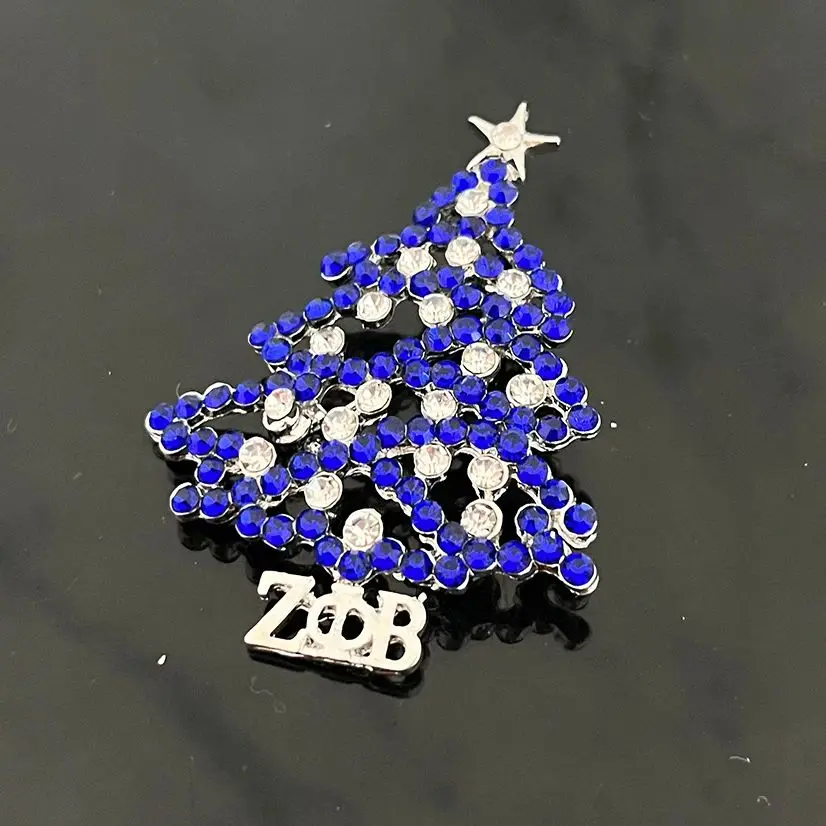 Greek Sorority Zeta PHI Beta Christmas Tree  Brooch pin Jewelry