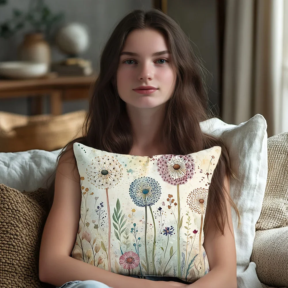 Floral Dandelion-Printed Pillowcases: Add a Touch of Nature to Your Home Sofa cushion cover home room decoration