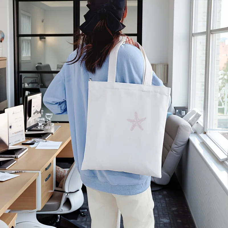 1pc of a Shoulder Bag, Tote Bag with Star Print Design, Minimalist Style, Women'S Tote Bag, Hand-Held Bag, Large Capacity Shoppi