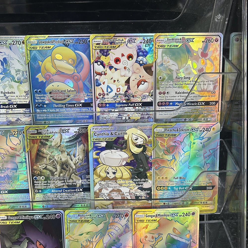 26 Nowych Projektów DIY PTCG TCG Kolekcja Kart Kreskówkowych TAG TEAM Latios Latias Gengar Karta Angielska Folia Refrakcyjna Kolorowa Efekt Flash Prezenty