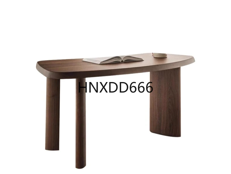 

Nordic solid wood special-shaped desk modern simple walnut curved computer desk