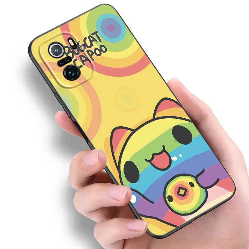 BugCat Capoo Animal Black Silicone Phone Case For Xiaomi POCO X3 X4 NFC F4 GT F5 F6 M3 M4 M6 X5 X6 Pro 5G M5 C55 C65